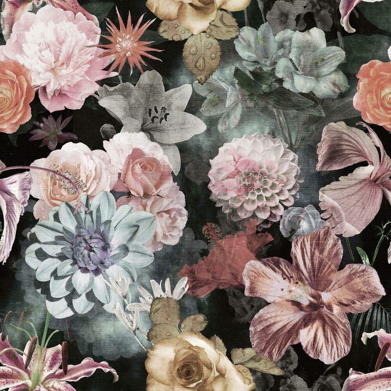 RoomMates RMK11719RL Pink and Green Vintage Floral Blooms Peel and Stick Wallpaper - Image 4
